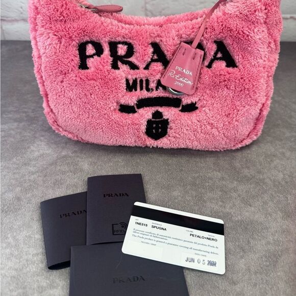 Prada 2000 Re-Edition Terry Cloth Mini Pink Women's Bag - Picture 12 of 13